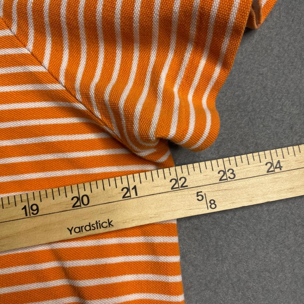 Polo Ralph Lauren Mens Orange White Striped Featherweight Mesh Polo Shirt Size L - Picture 3 of 10